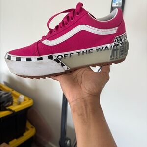 Vans Pink and White Old Skool Sneakers